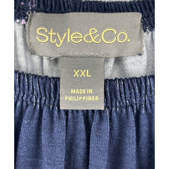 Style & Co. XXL Shirring Top Blue Paisley Design Rayon & Spandex Blend - Picture 7 of 10